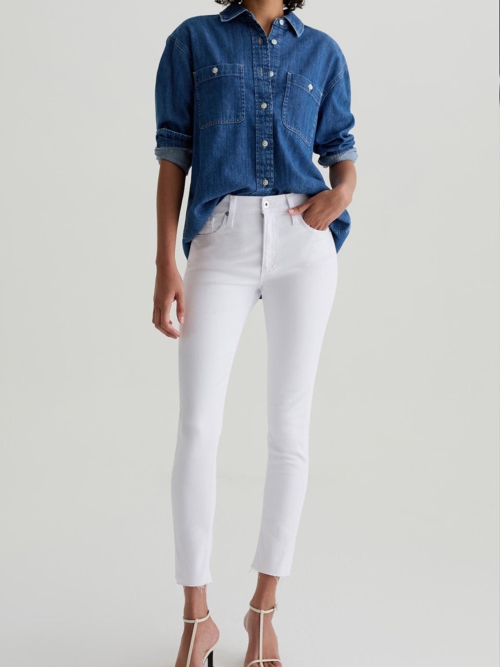 AG The Farrah High-Rise Skinny Ankle White Jean